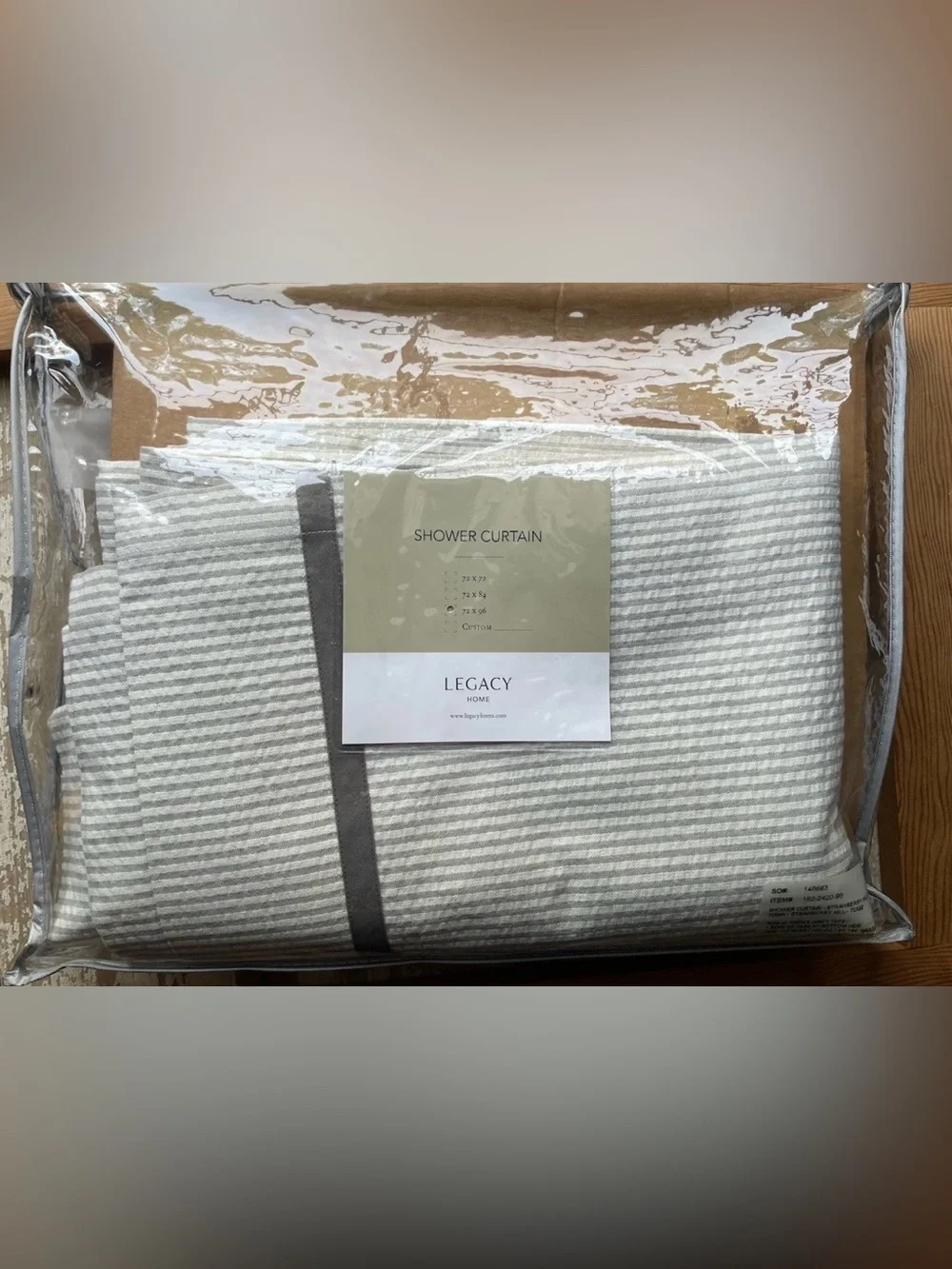 Legacy Home Fine Linens Seersucker Striped Shower Curtain - Gray & White 72”x96”